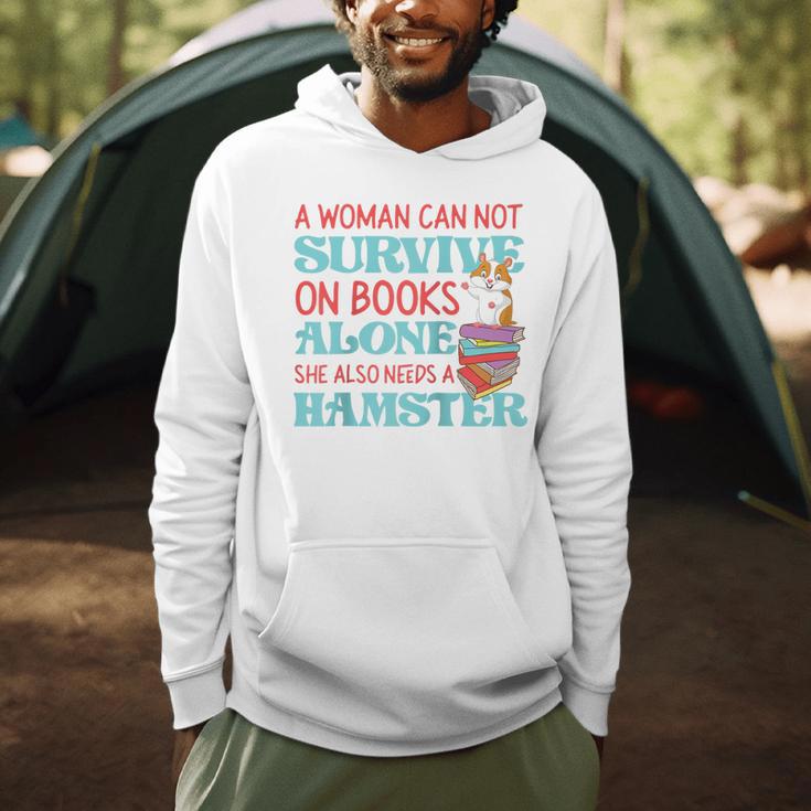 Cute Hamster Reading Book A Woman Can Not Survive On Books Raglan Baseball Tee Men Hoodie