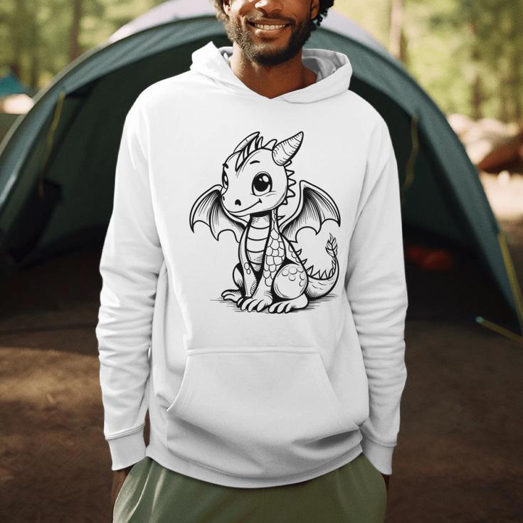 Cute Kawaii Dragon Coloring Book Art Color In Men Hoodie