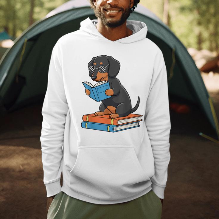Dachshund Dog With Glasses Reading Book Librarian Men Hoodie Dachshund Dog With Glasses Reading Book Librarian Men Hoodie
