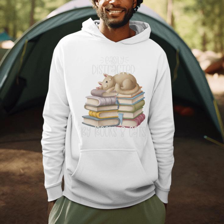 Easily Distracted By Books And Cats Men Hoodie Easily Distracted By Books And Cats Men Hoodie