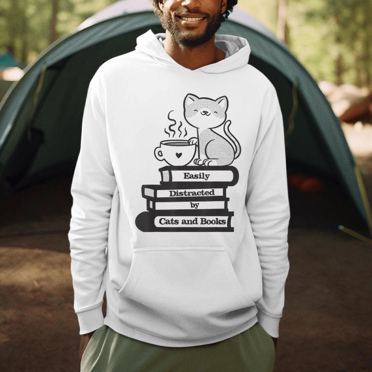 Easily Distracted Cats And Books Men Hoodie Easily Distracted Cats And Books Men Hoodie
