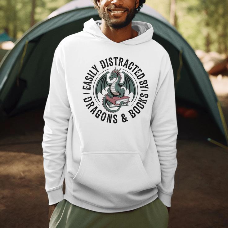 Easily Distracted By Dragons & Books Men Hoodie