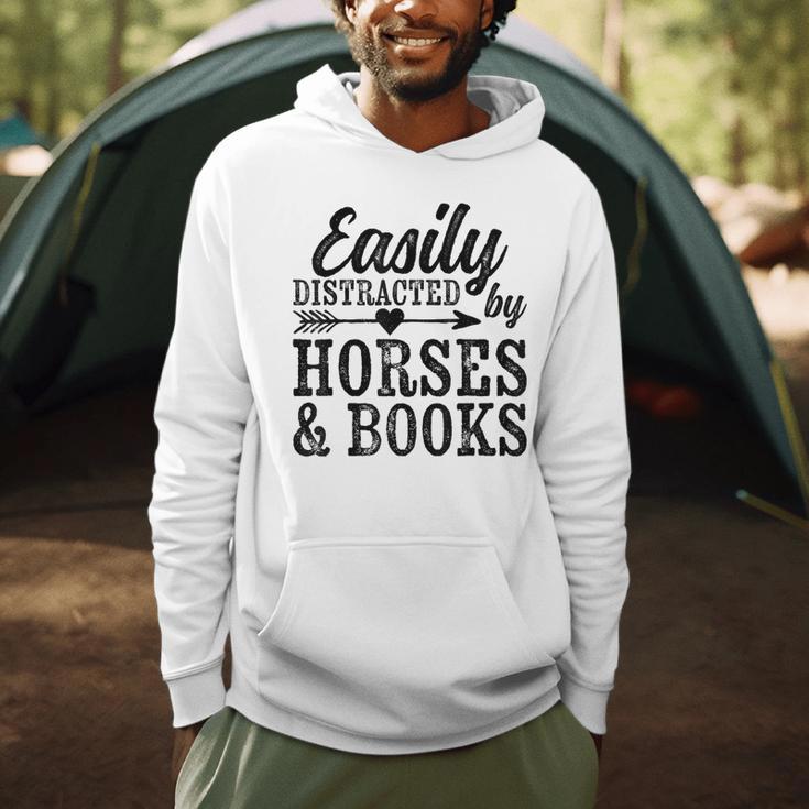 Easily Distracted By Horses And Books Horse Lover Men Hoodie