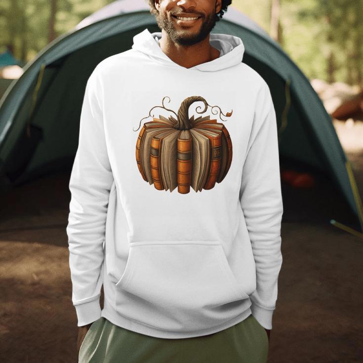 Fall Book Pumpkin Halloween Retro Fall Librarians Bookworm Men Hoodie
