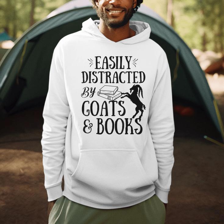 Goat Quote Easily Distracted By Goats And Books Lover Men Hoodie
