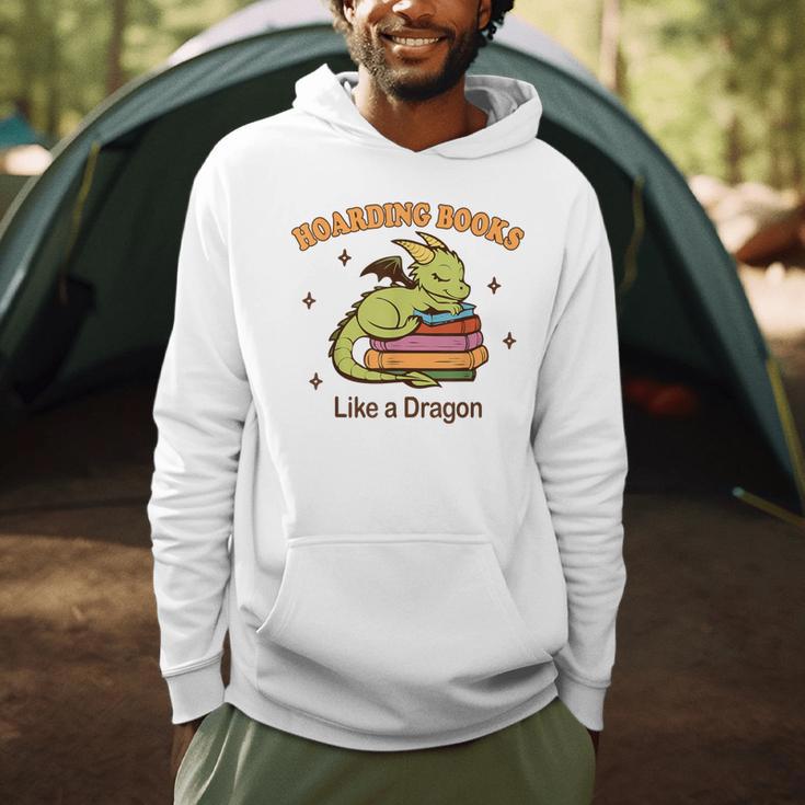 Hoarding Books Like a Dragon Reading Men Hoodie
