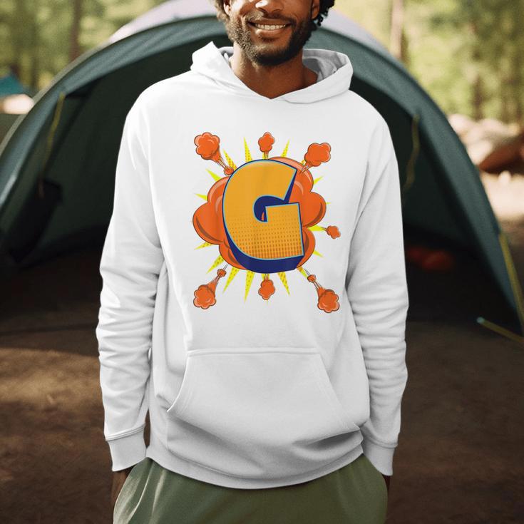 Letter G Initial Comic Book Vintage Matching Family Fun Men Hoodie