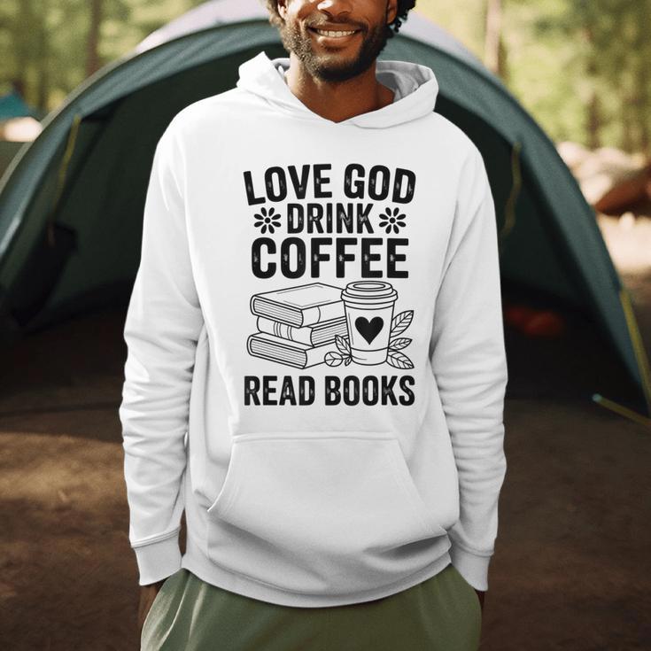 Love God Drink Coffee Read Books For Book Lovers Men Hoodie