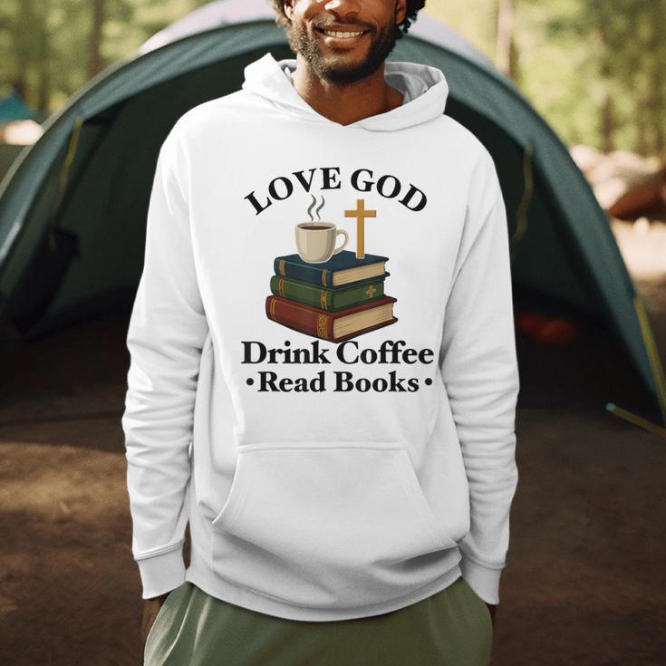 Love God Drink Coffee Read Books Lovers Jesus And Coffee Men Hoodie