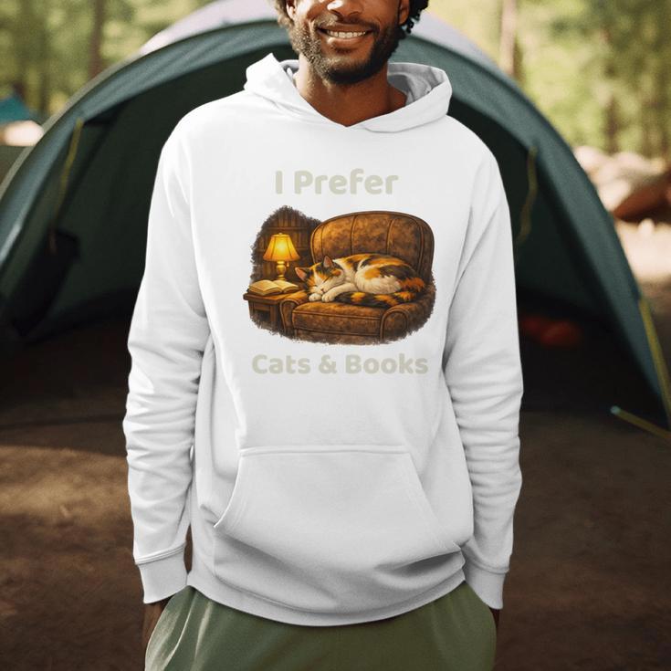 I Prefer Cats & Books – Calico Cat And Book Men Hoodie