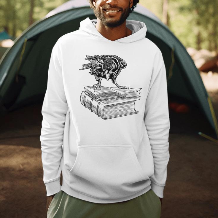Raven Crow Book Aesthetic Dark Academia Bookworm Men Hoodie