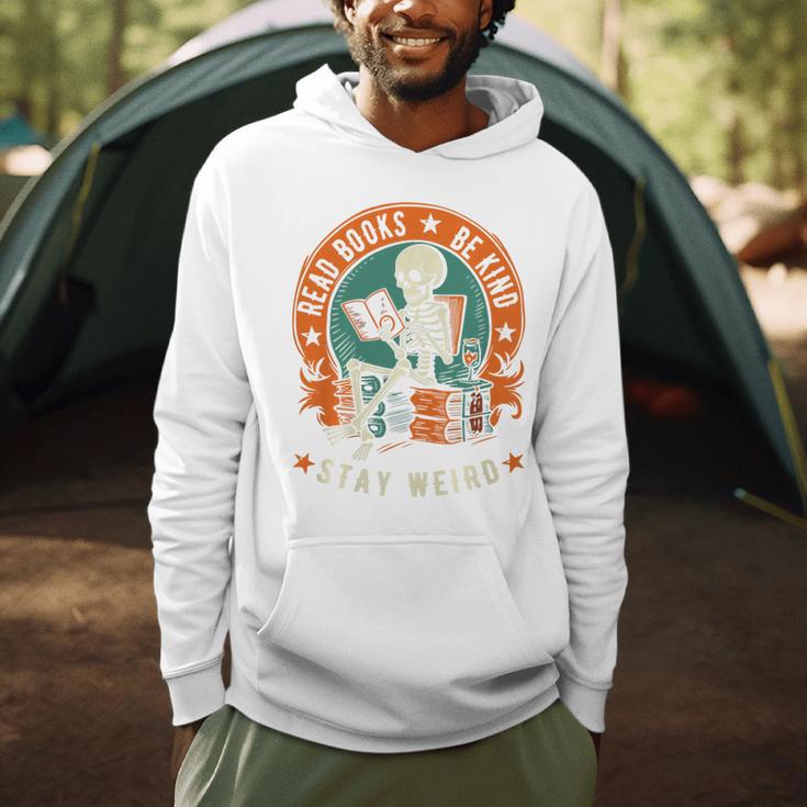 Read Books Be Kind Stay Weird Skeleton Reading Goth Bookish Premium Men Hoodie