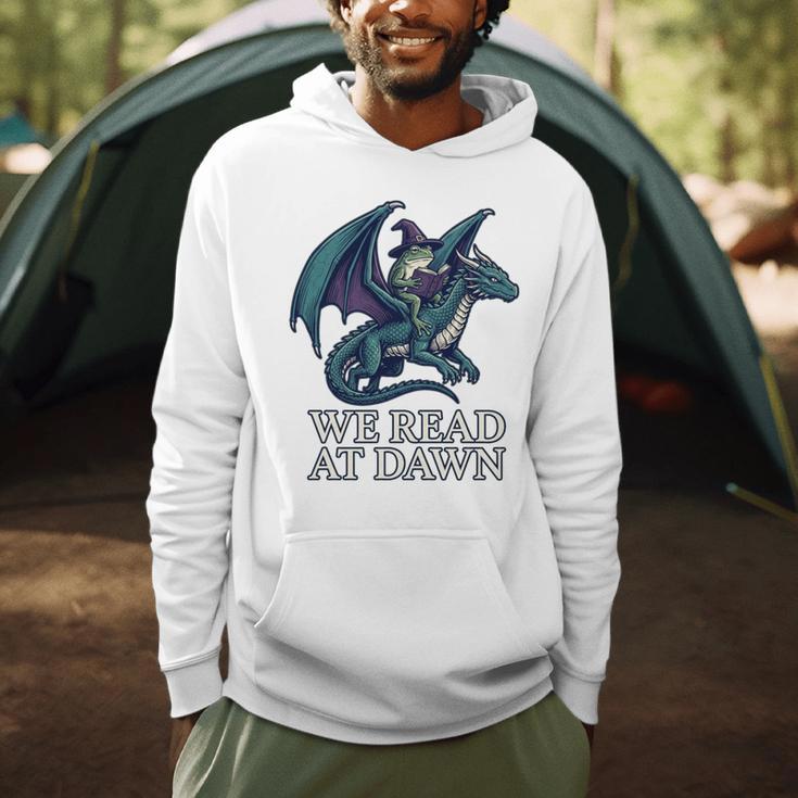 We Read At Dawn Frog Riding Dragon Book Lover Art Comfort Colors Crop Top Men Hoodie