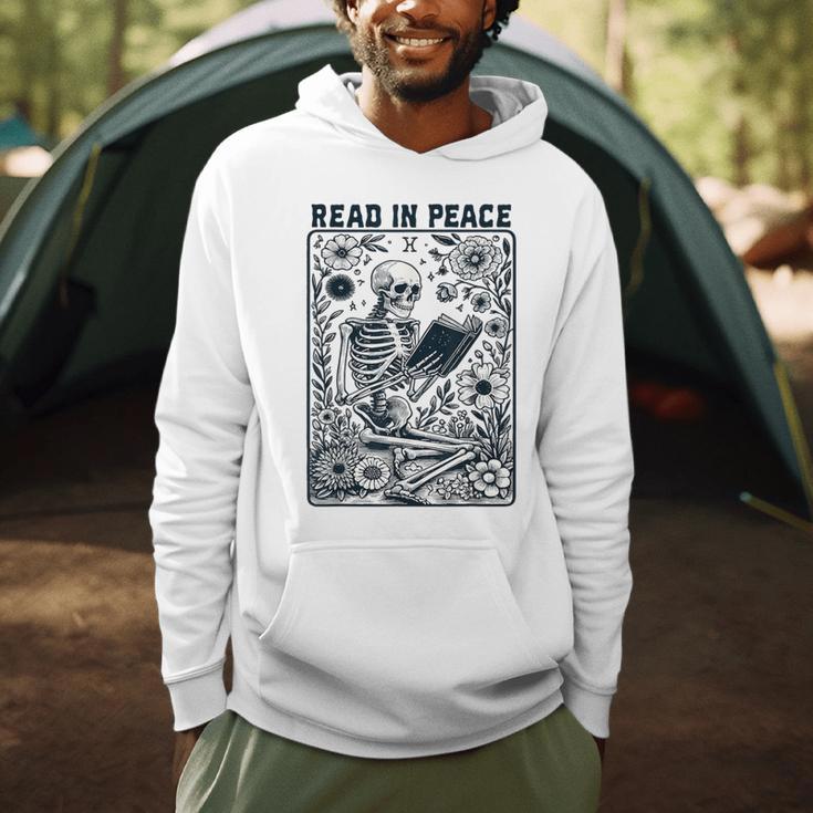 Read In Peace Book Lover Bookworm Skeleton Book Lover Men Hoodie