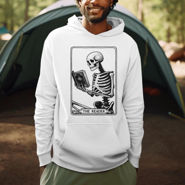 The Reader Tarot Card Skeleton Reading Book Books Men Hoodie