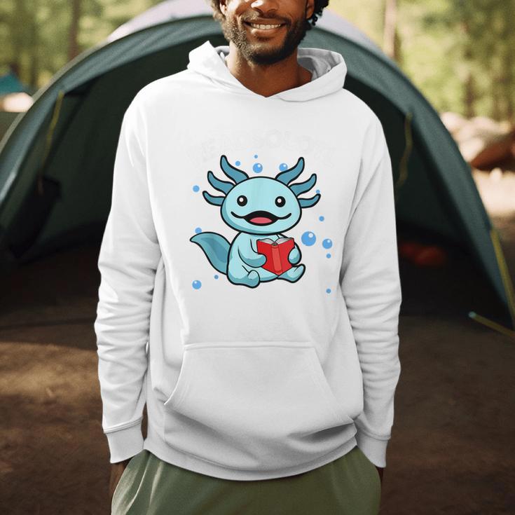 Readsolotl Amphibian Read Book Herpetologist Cute Axolotl Men Hoodie