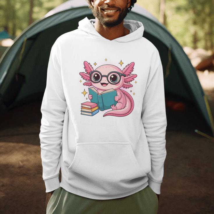Readsolotl Kawaii Axolotl Reading Book Lover Men Hoodie