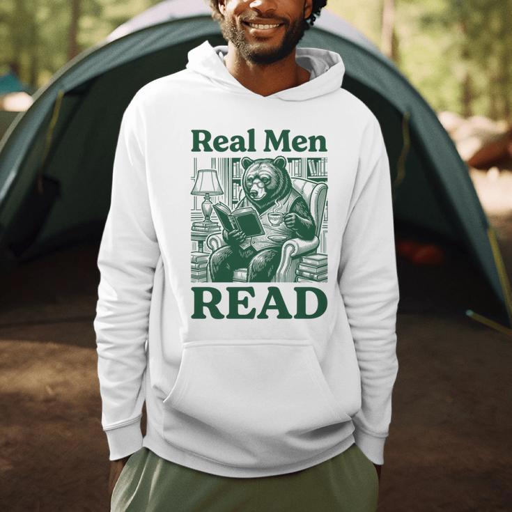 Real Men Read Cute Bear Tea Book Lover Men Boys Reading Premium Tri-Blend Men Hoodie