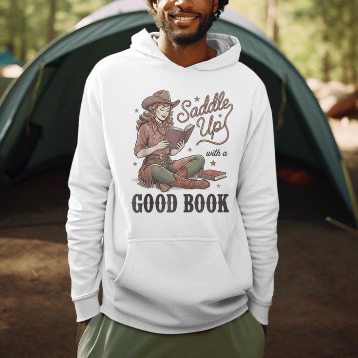 Saddle Up With A Good Book Western Reading Men Hoodie Saddle Up With A Good Book Western Reading Men Hoodie