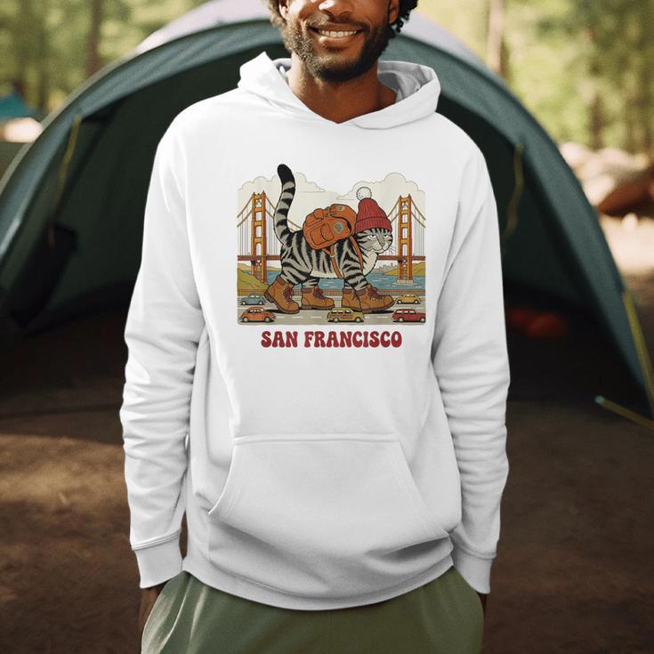 San Francisco Cat Tshirt Golden Gates Bridge Reading Books Men Hoodie