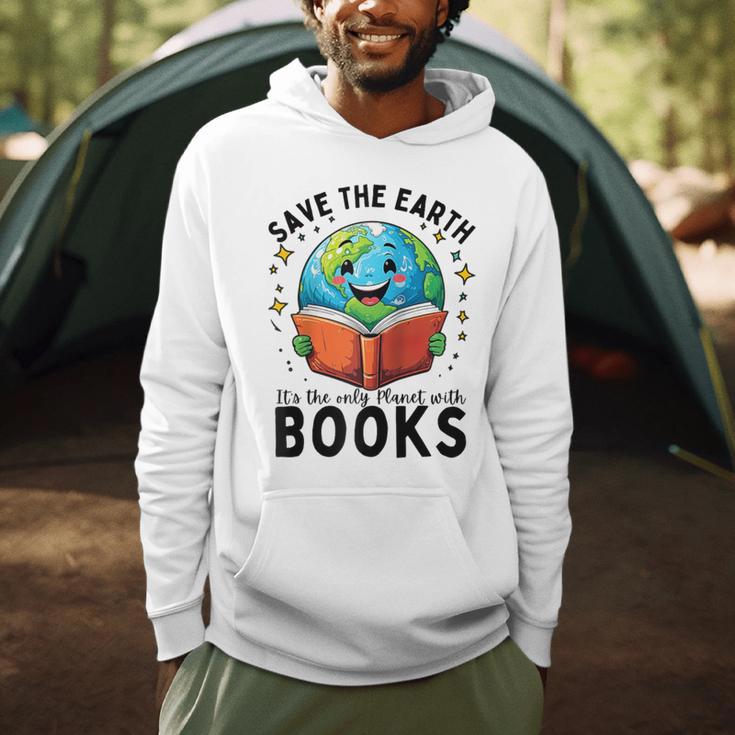 Save Earth It's Only Planet With Books Reader Earth Day Raglan Baseball Tee Men Hoodie
