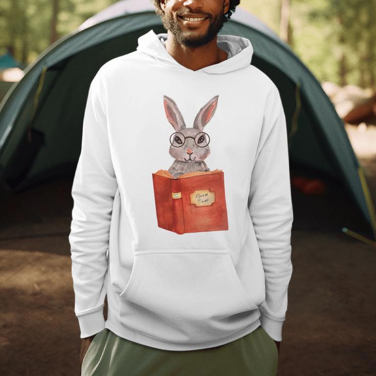 Studious Studying Bunny Book Lover Reading Geek Rabbit Men Hoodie