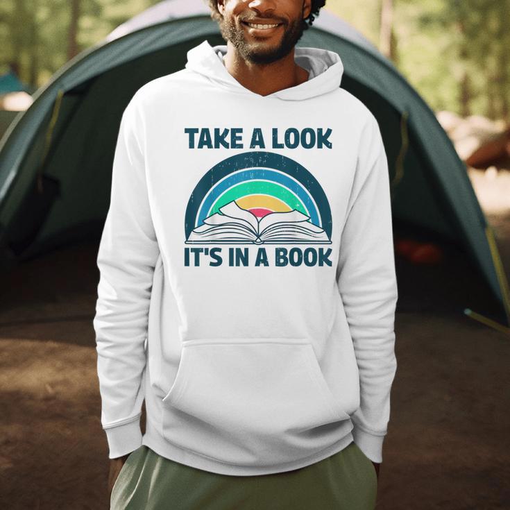 Vintage Retro Style Rainbow Take a Look It's In a Book Read Men Hoodie