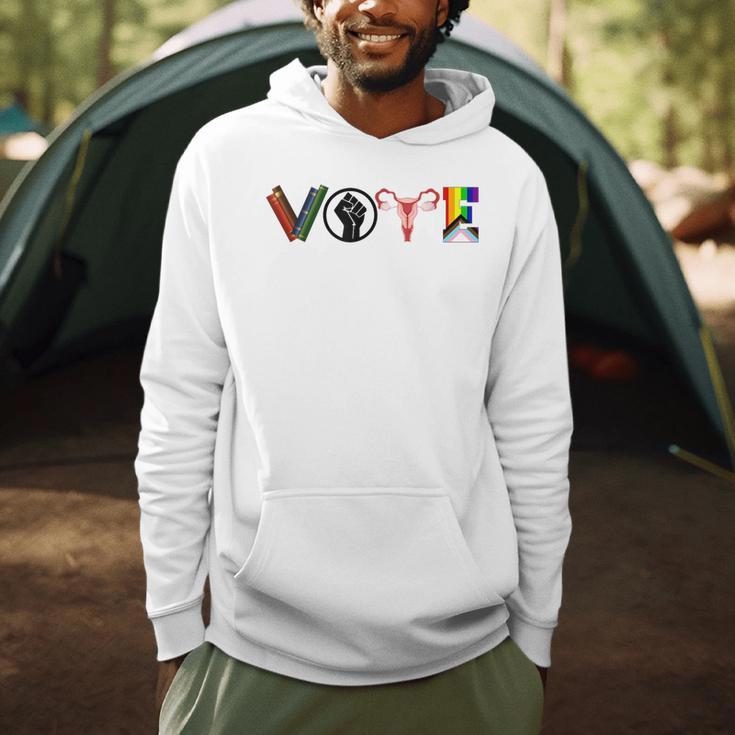 Vote Books Fist Ovaries LGBTQ Men Hoodie