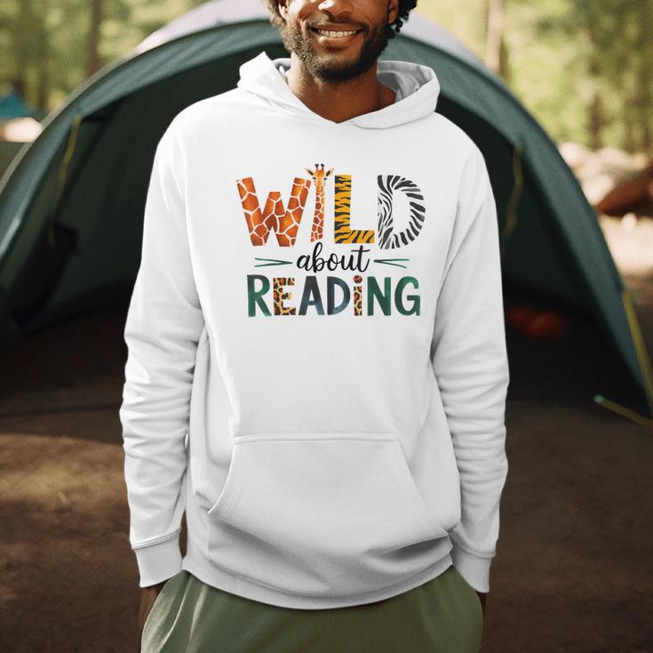 Wild About Reading Library Day Reading Books And Bookworm Men Hoodie