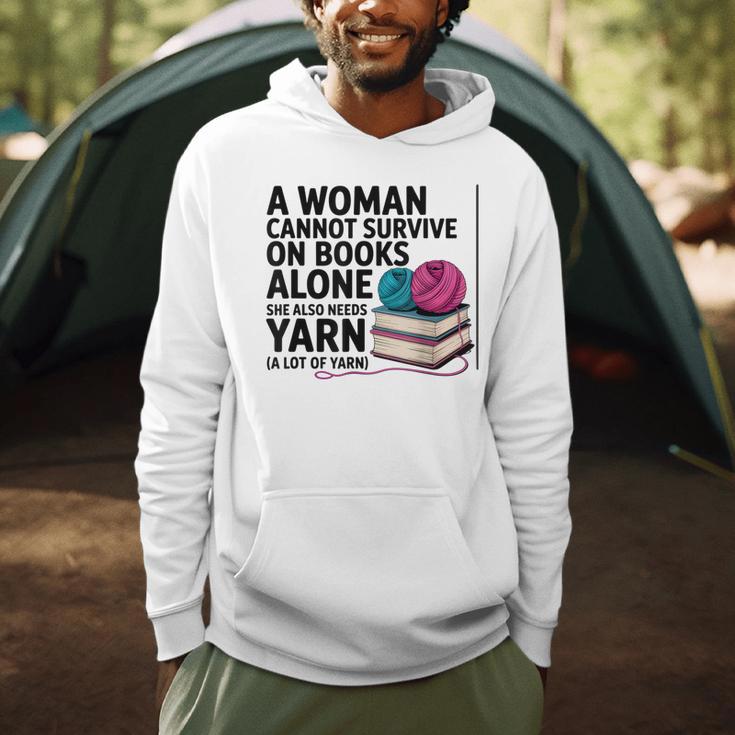 A Woman Cannot Survive On Books Alone She Also Needs Yarn Men Hoodie