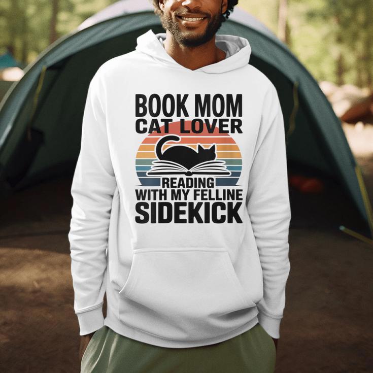 Women's Book Mom Cat Lover Reading With My Felline Sidekick Men Hoodie Women's Book Mom Cat Lover Reading With My Felline Sidekick Men Hoodie