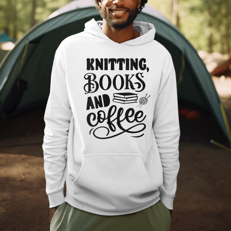 Women's Knitting Books And Coffee Knitter Reader Coffee Lover Men Hoodie