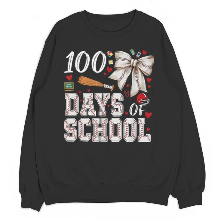 100 Days Of School Baseball 100th Day Of School Coquette Bow Unisex Sweatshirt