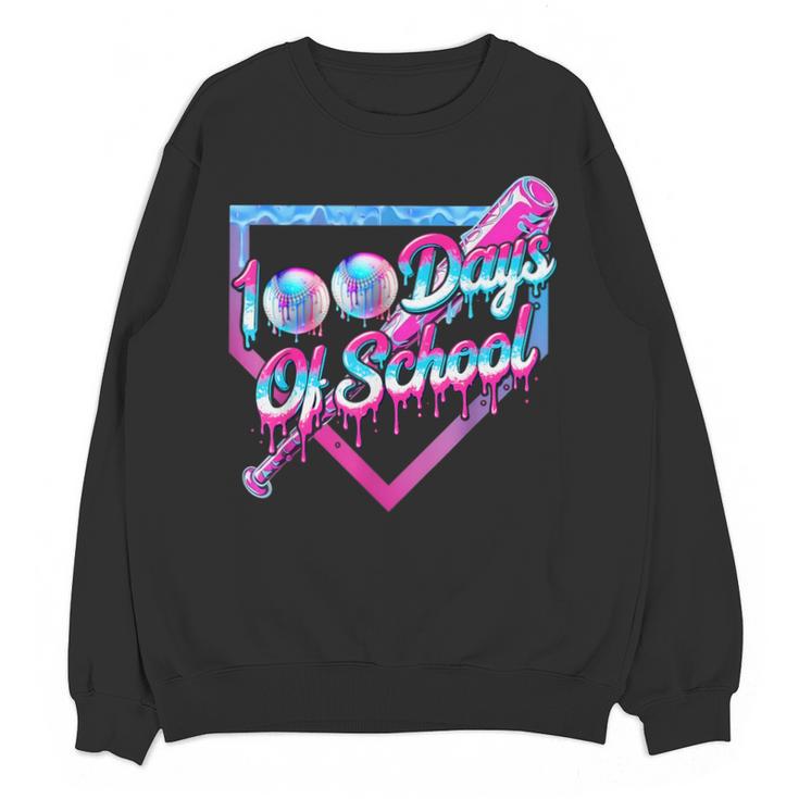 100 Days Of School Baseball 100th Day Ice Cream Boys Kids Unisex Sweatshirt