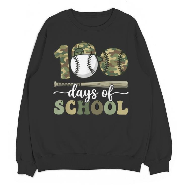 100 Days Of School Baseball Camo Art For Boys Kids Students Unisex Sweatshirt