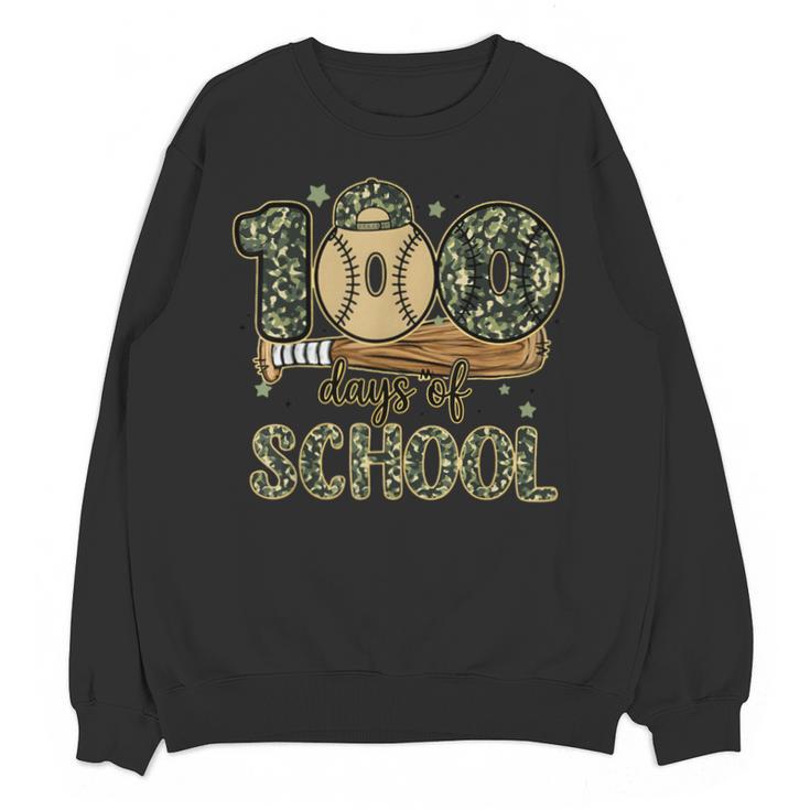 100 Days Of School Baseball Camo Boys Kids 100th Day Unisex Sweatshirt