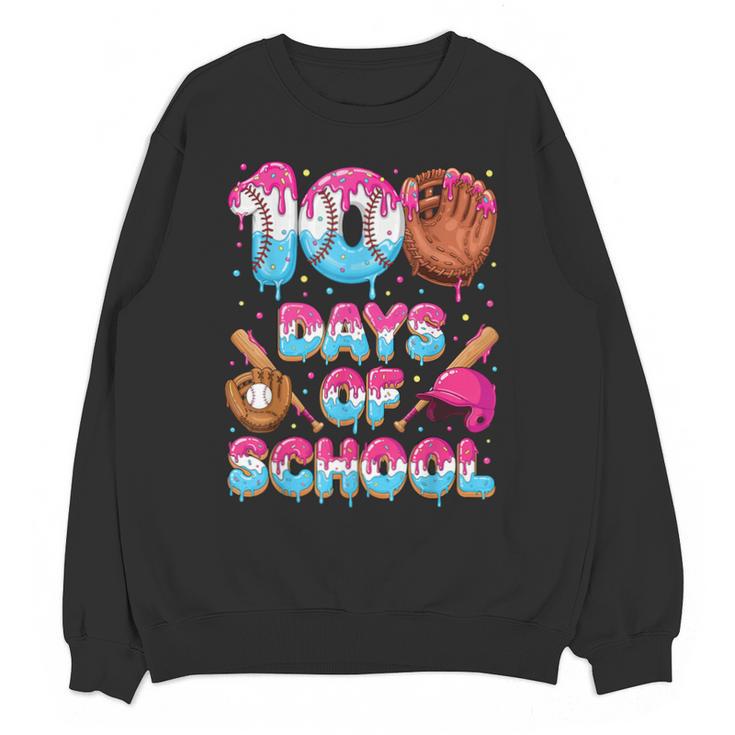 100 Days Of School Baseball Donut Dripping Teacher Boys Kids Unisex Sweatshirt