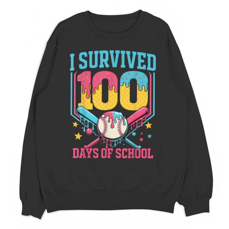 100 Days Of School Baseball Drip 100 Days Boy Girl Kids Unisex Sweatshirt
