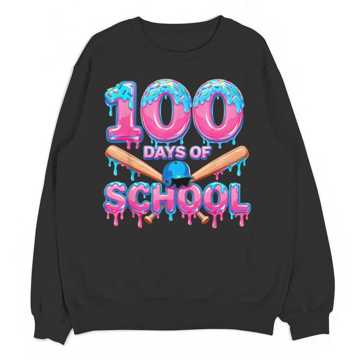 100 Days Of School Baseball Dripping Ice Cream 100th Day Unisex Sweatshirt