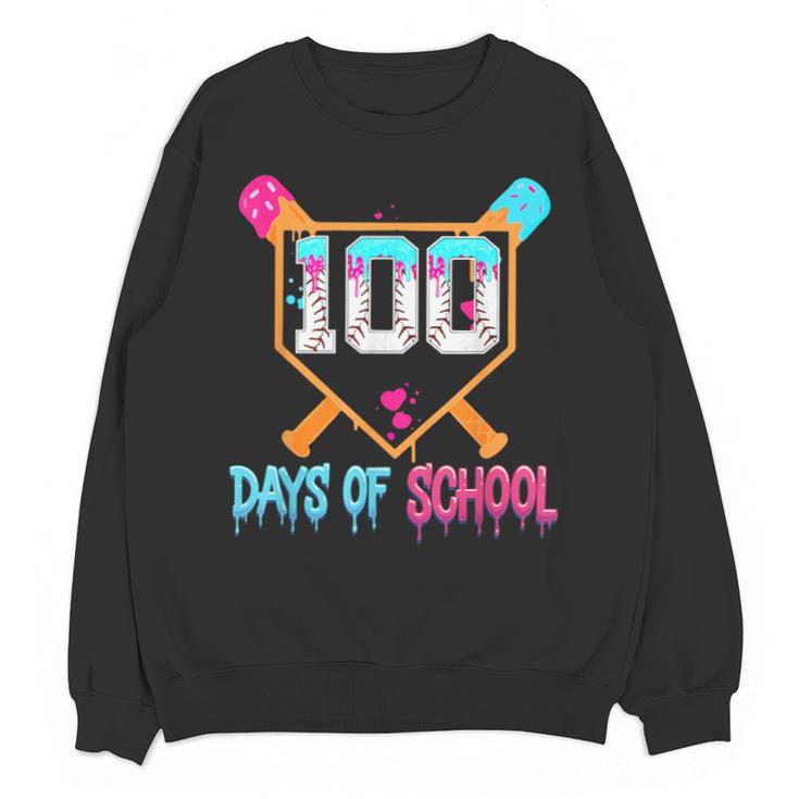 100 Days Of School Baseball Ice Cream Drip 100th Day School Unisex Sweatshirt