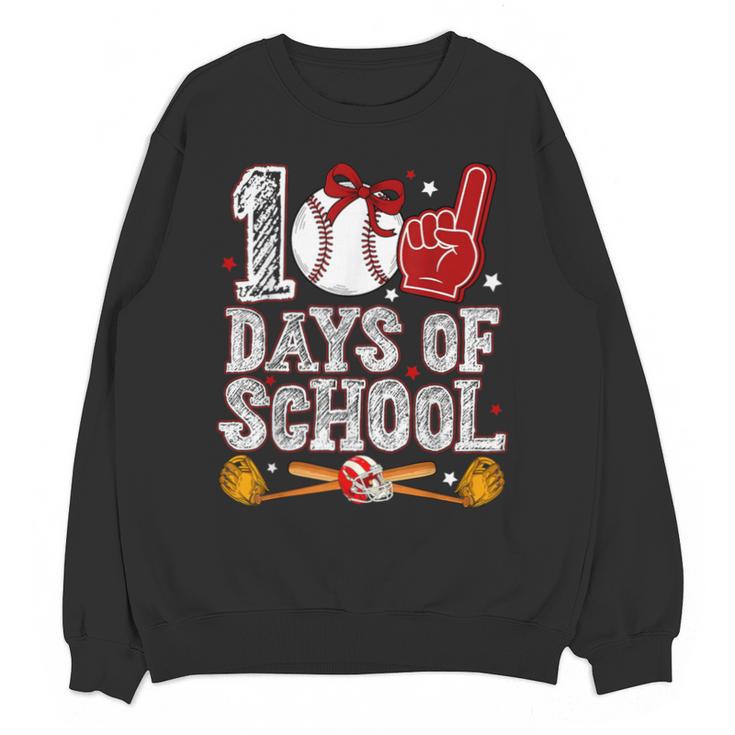 100 Days Of School Cute Bow Baseball Boy Girl Teacher Unisex Sweatshirt