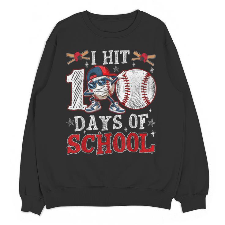 100 Days Of School Dabbing Baseball Hit Student Kids Boys Unisex Sweatshirt