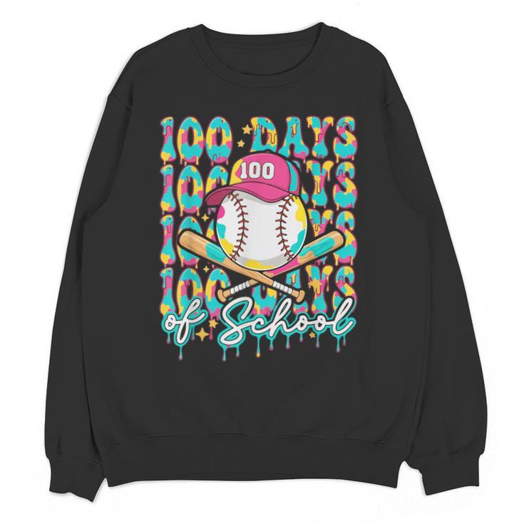 100 Days Of School Drip Baseball 100th Day Baseball School Unisex Sweatshirt