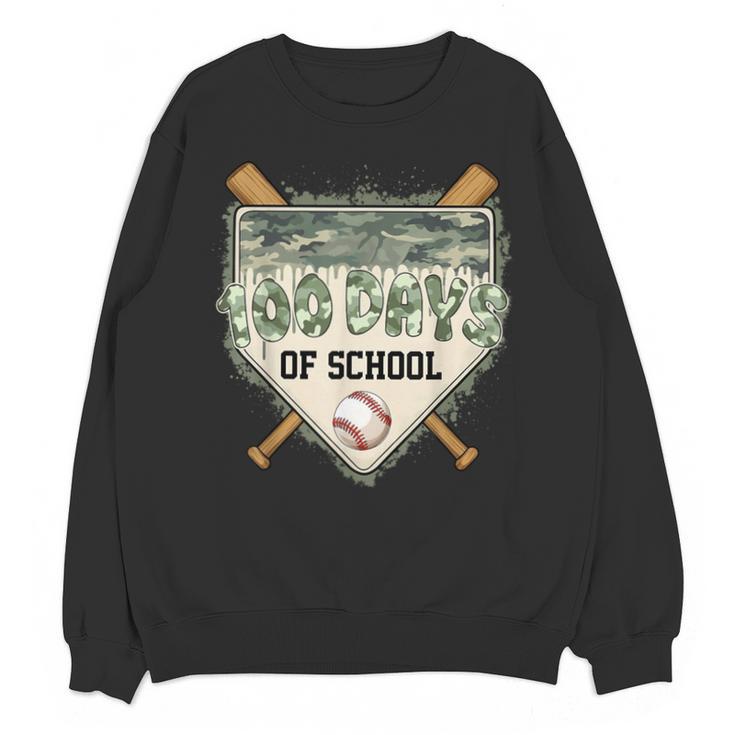 100 Days Of School Home Plate Camo Baseball Dripping Boys Unisex Sweatshirt