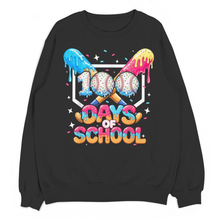 100 Days Of School Ice Cream Baseball Player For Kids Boys Unisex Sweatshirt