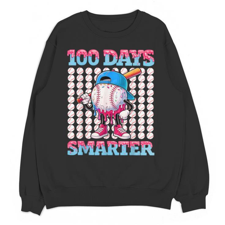 100 Days Smarter Baseball Drip Boys 100 Days Of School Kids Unisex Sweatshirt