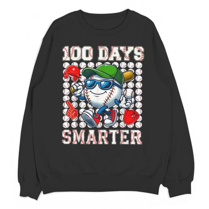 100 Days Smarter Baseball 100 Days Of School Boy Girl Kid Unisex Sweatshirt
