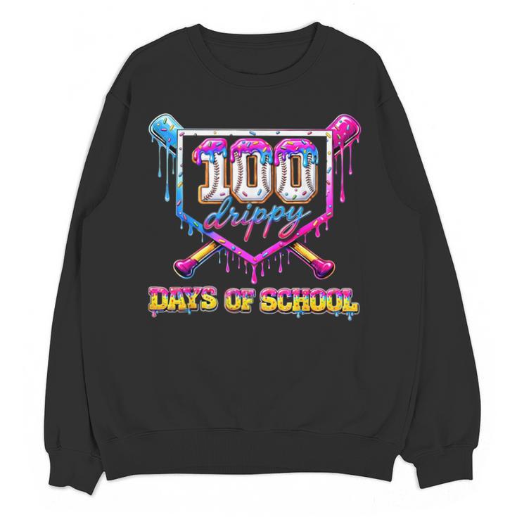 100 Drippy Days Of School Baseball For Boy Kids Unisex Sweatshirt