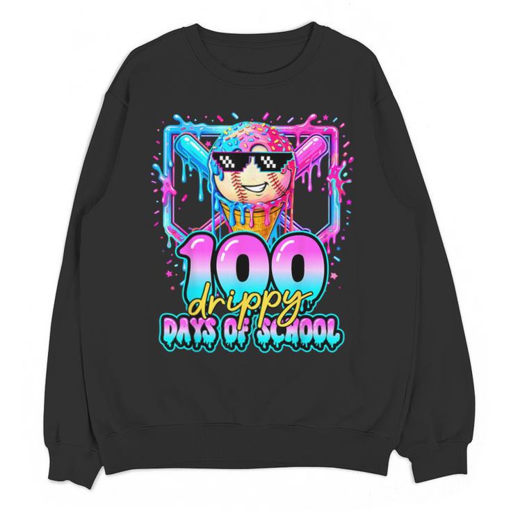 100 Drippy Days Of School Baseball Ice Cream 100th Day Boys Unisex Sweatshirt