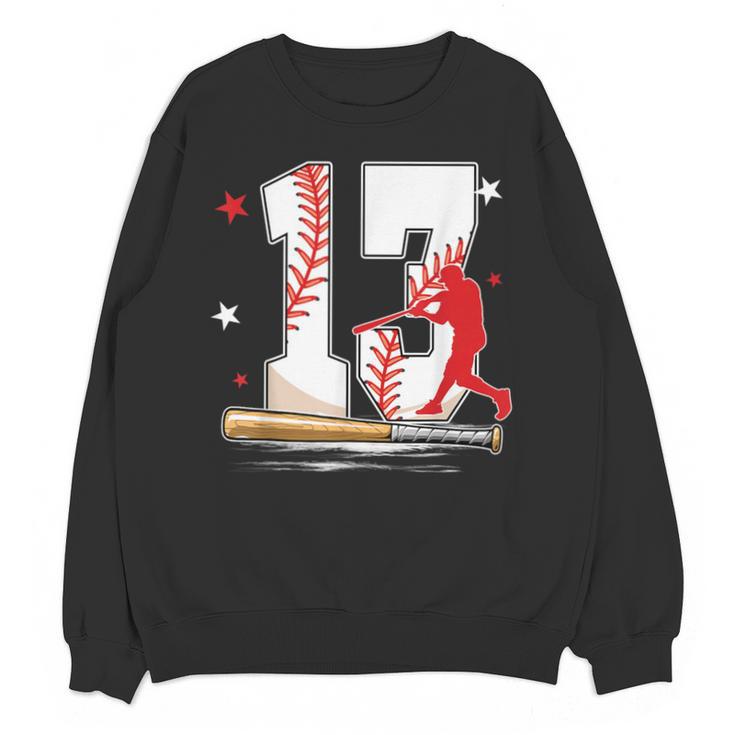 13 Years Old Baseball Birthday Boy 13th Bday Party Unisex Sweatshirt